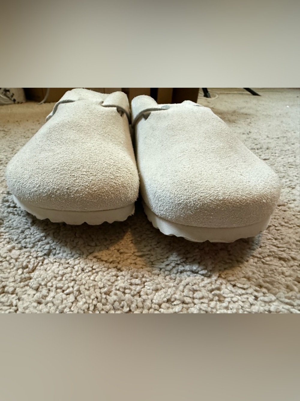 Birkenstock Suede Slip-On Clogs in Off-White - Picture 6 of 7